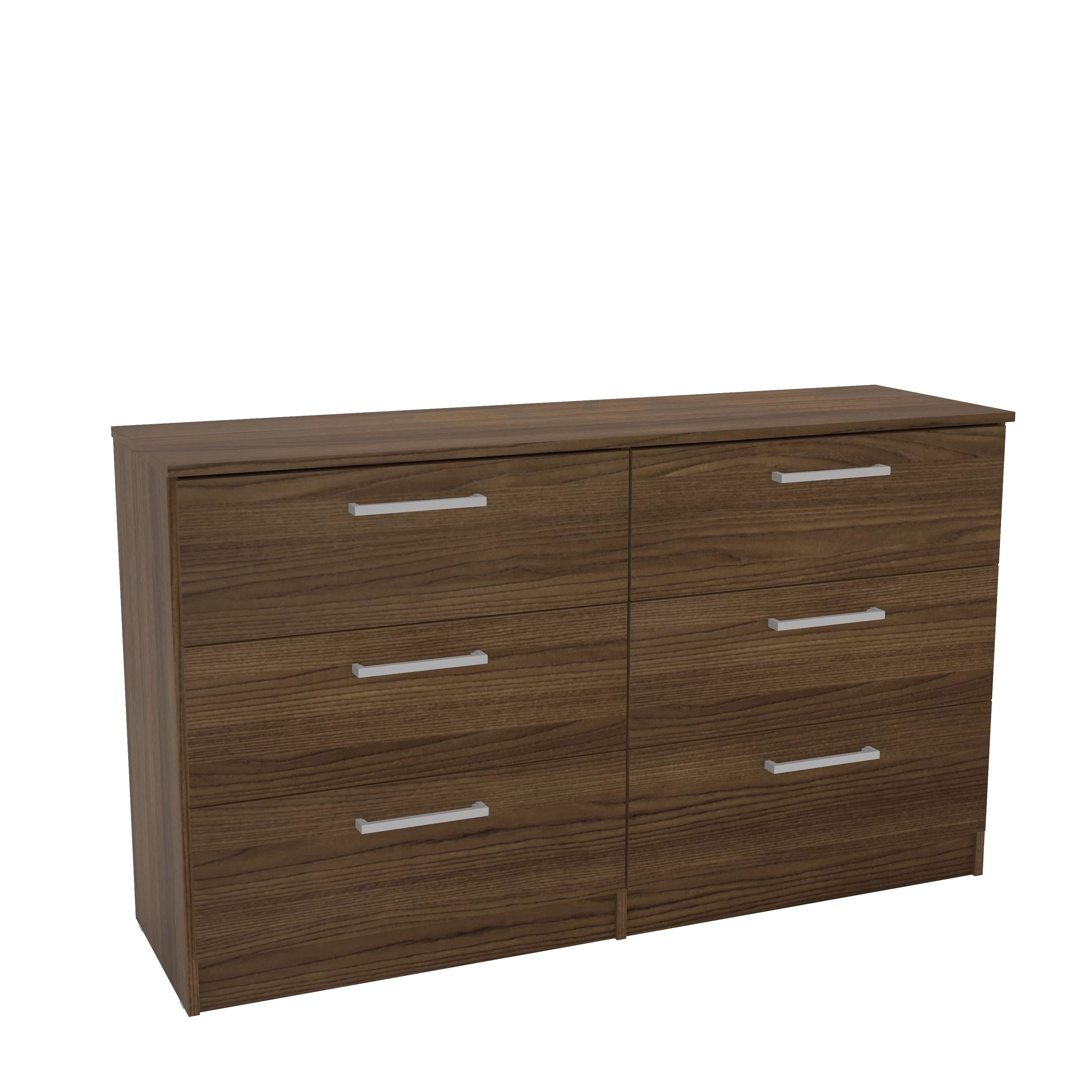 Polifurniture Juliette Modern 6 Drawer Wood Double Dresser with Metal Handles, White - Cheap Fitting