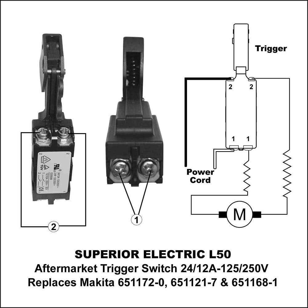 Superior Electric L50 Aftermarket Trigger Switch 24/12A-125/250V replaces Makita - Cheap Fitting