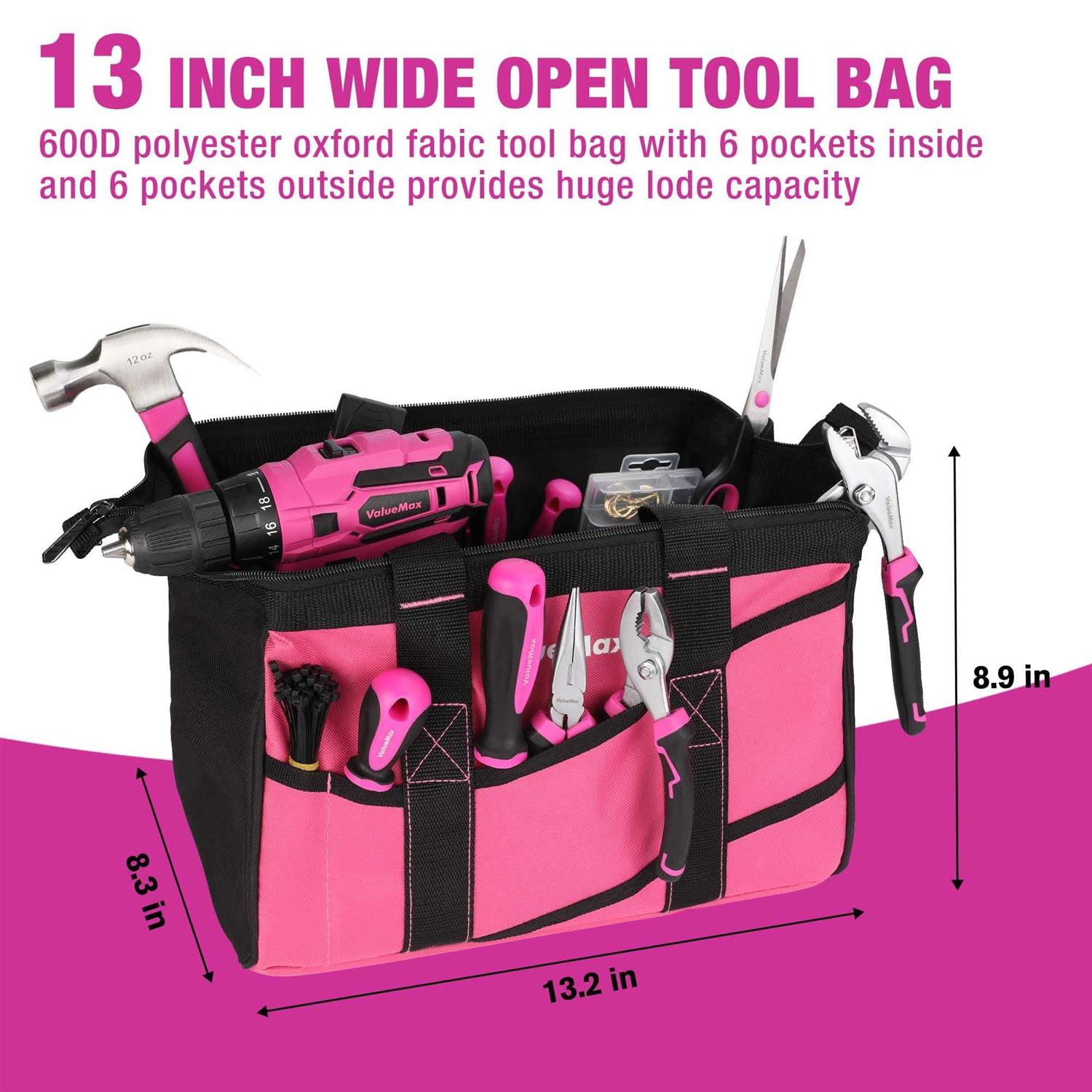 ValueMax 238-Piece Pink Home Tool Kit with 20V Cordless Drill - Cheap Fitting