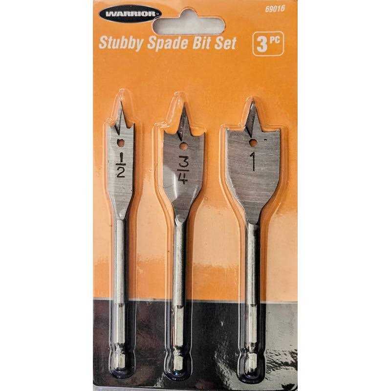 Warrior Steel Stubby Spade Bit Set 3 Pc - Cheap Fitting