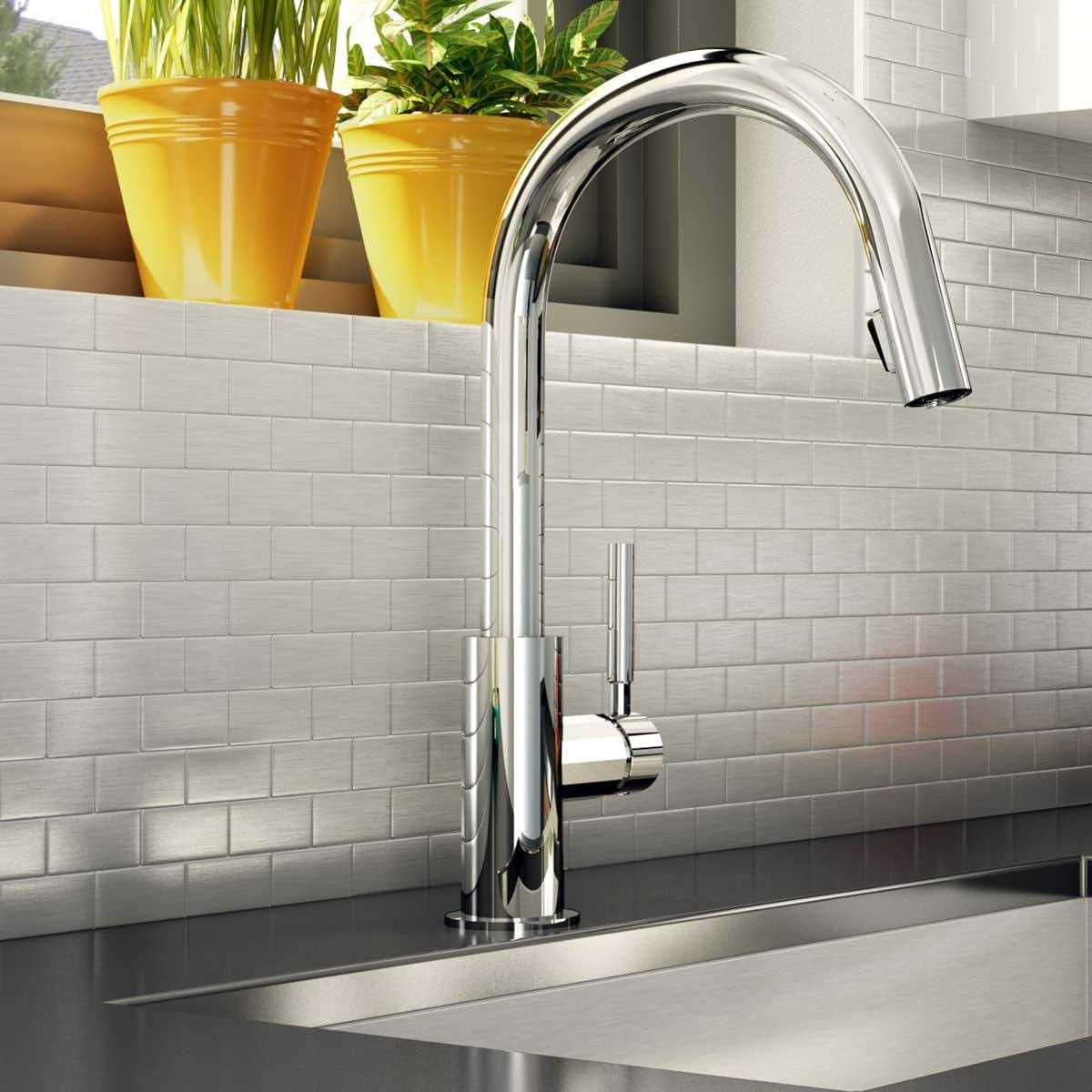 SpeedTiles Brick Stainless 10.98 in. x 11.85 in. x 5 mm Metal Peel and Stick Wall Mosaic Tile 5.42 sq. ft - Cheap Fitting