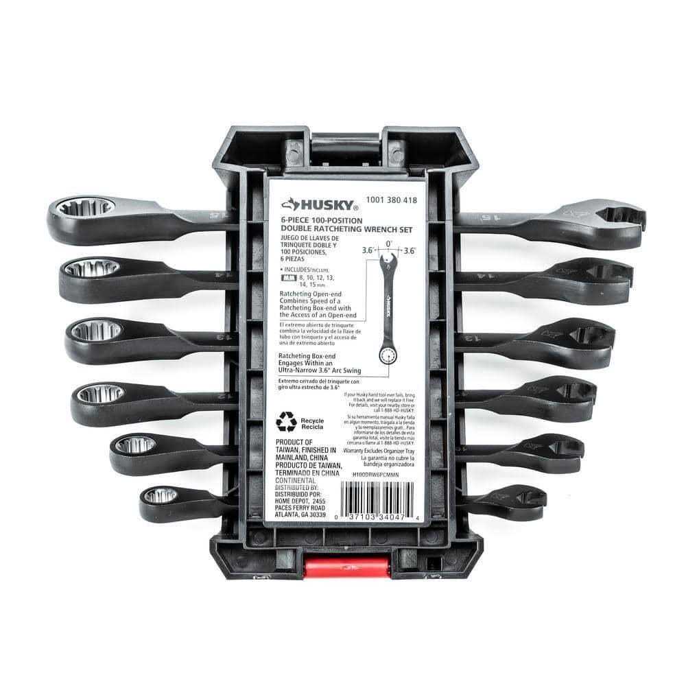 Husky 100-Position MM Double Ratcheting Wrench Set H100DRW6PCMMN - Cheap Fitting