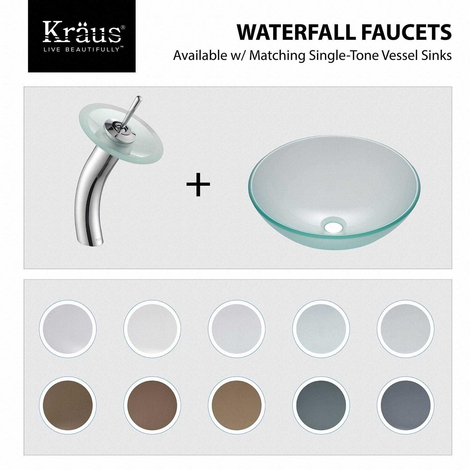 Kraus KGW-1700CH-CL Single Lever Vessel Glass Waterfall Bathroom Faucet Chrome - Cheap Fitting