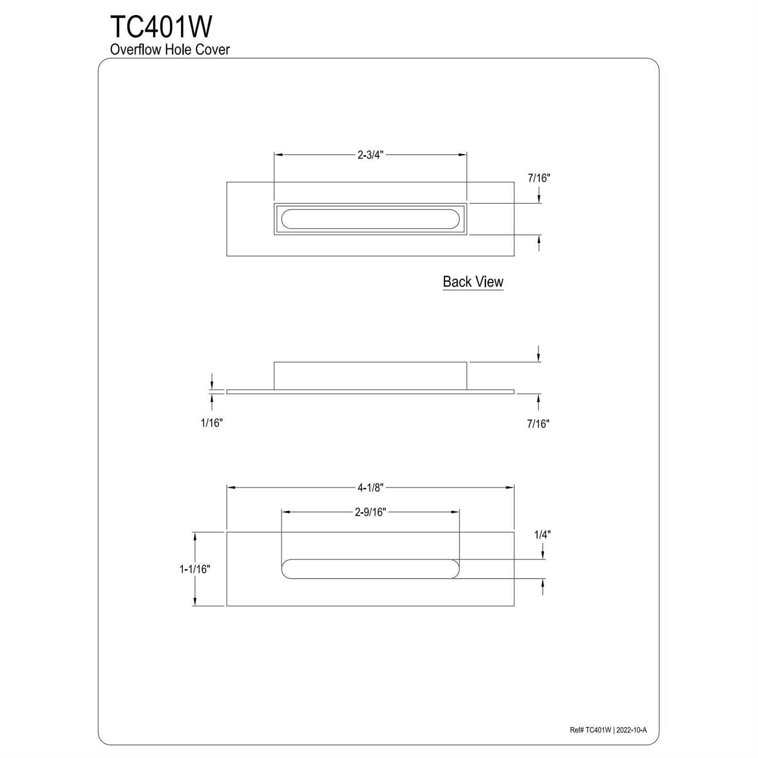 Kingston Brass TC401W Made To Match Bathtub Overflow Hole Cover - Cheap Fitting