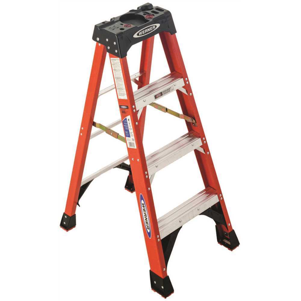 Werner 4 ft. Fiberglass Step Ladder with 300 lb. Load Capacity Type iA Duty Rating NXT1A04 - Cheap Fitting
