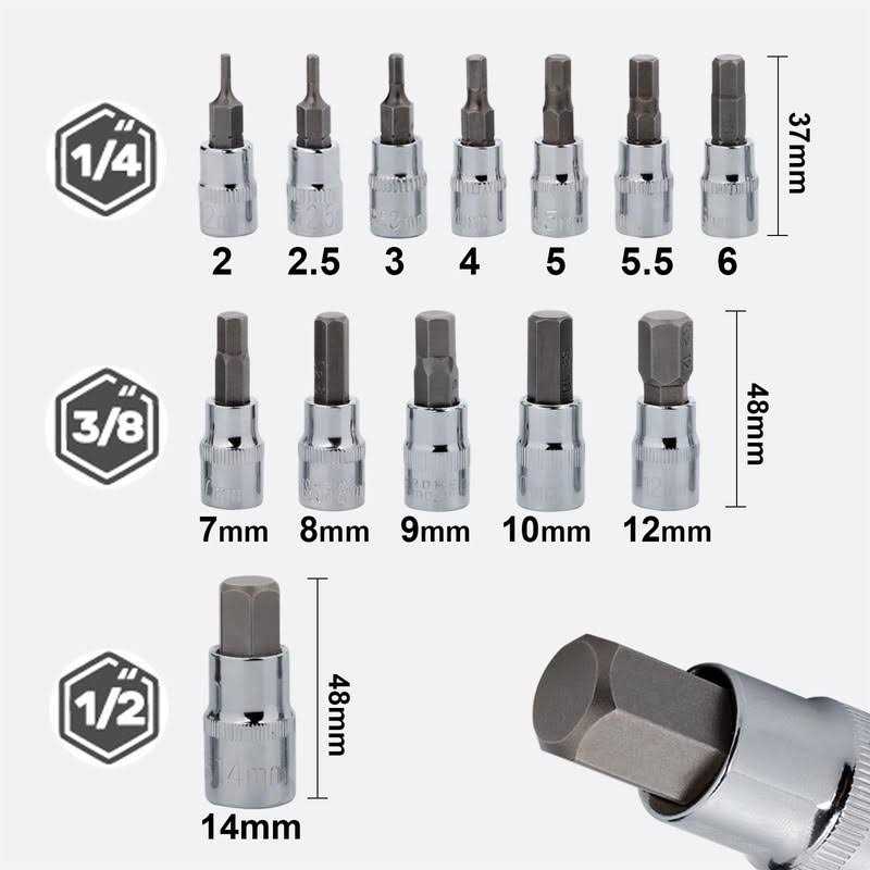 Qnkaa Hex Bit Socket Set Premium S2 Alloy Steel - Cheap Fitting