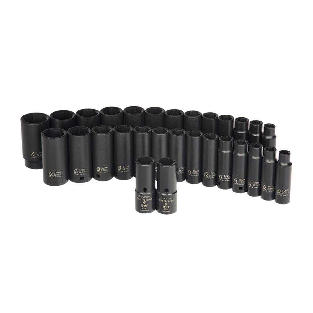 Sunex 5153DD 1/2 Drive SAE/Metric Master Double Deep Impact Socket Set - Cheap Fitting