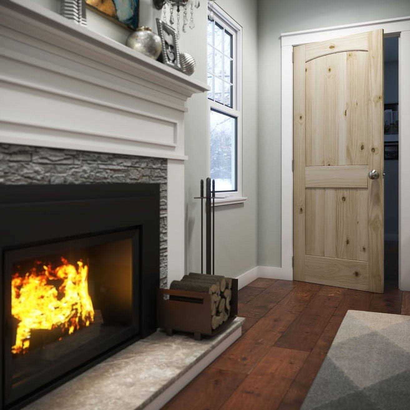 EightDoors 80 x 2 Panel V-Grooved Arch Top Knotty Pine Unfinished Solid Wood Core Door - Cheap Fitting