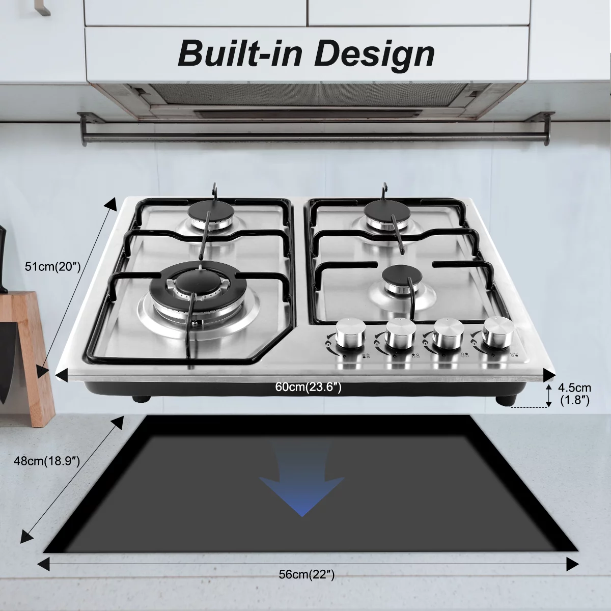 BreeRainz Gas Cooktop 4 Burners, 20