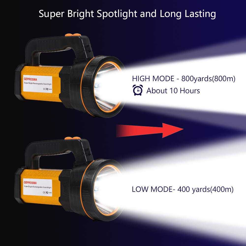 Geprosma Powerful Led Flashlight High Lumens Rechargeable Super Bright Handheld Spotlight Flashlight Large Ultra Long Lasting Portable High Power Big - Cheap Fitting