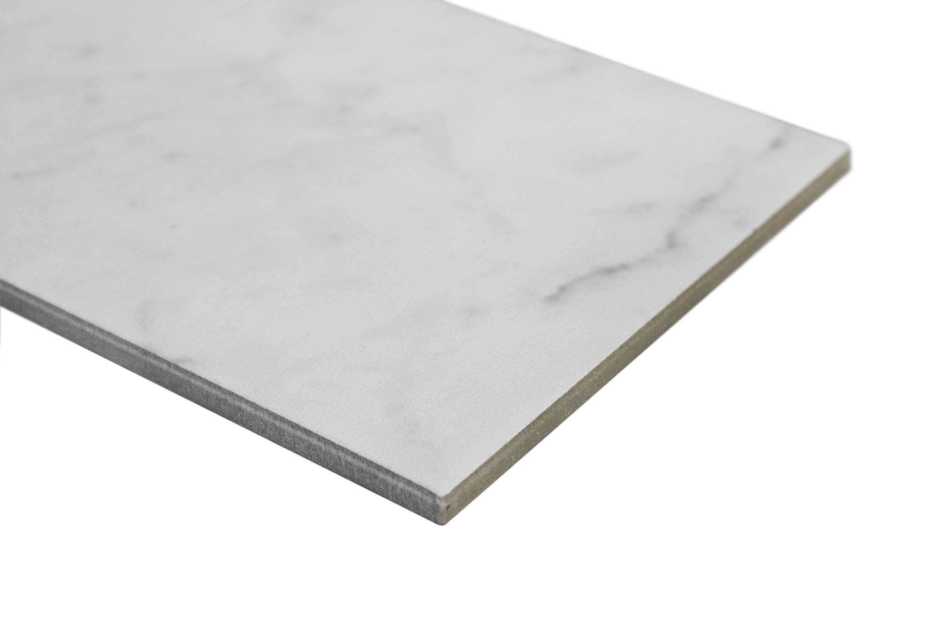 Style Selections Futuro White 6-in x 12-in Matte Porcelain Marble Look Floor and Wall Tile 1102064 - Cheap Fitting