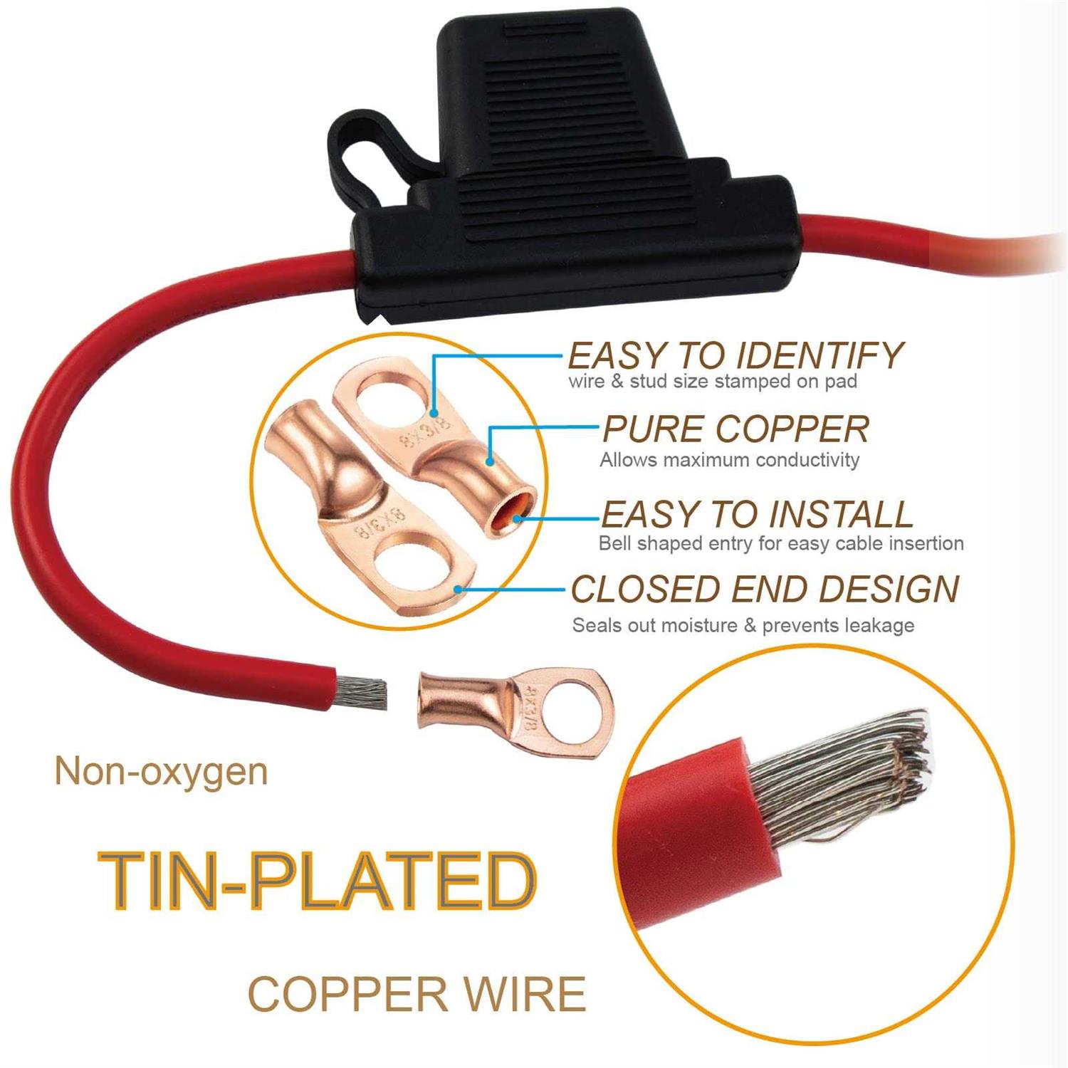 In-line 8 Gauge AWG Waterproof Fuse Holder - Cheap Fitting