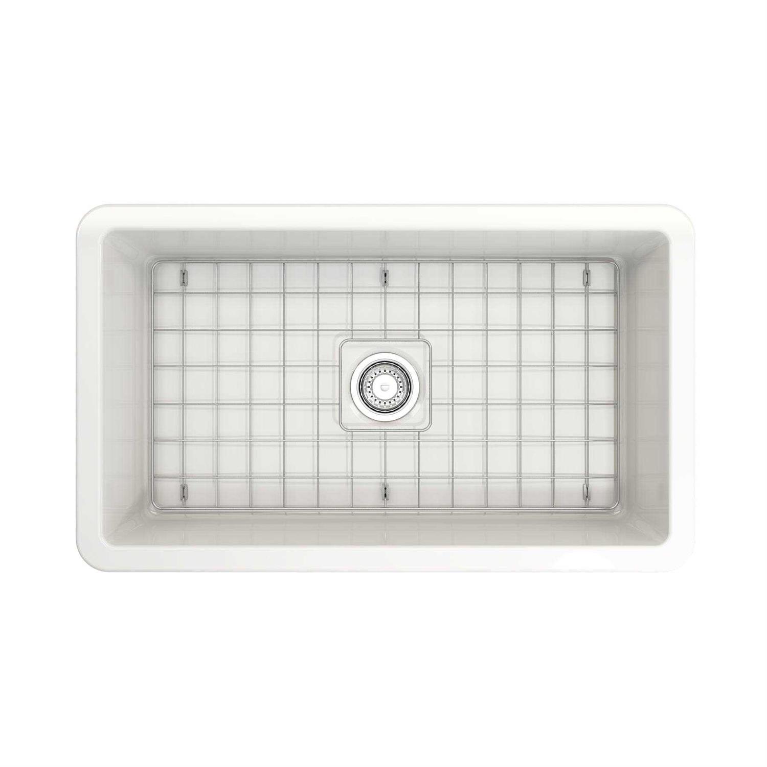 BOCCHI Sotto 32 Fireclay Single Bowl Undermount Kitchen Sink w/Grid 1362 - Cheap Fitting