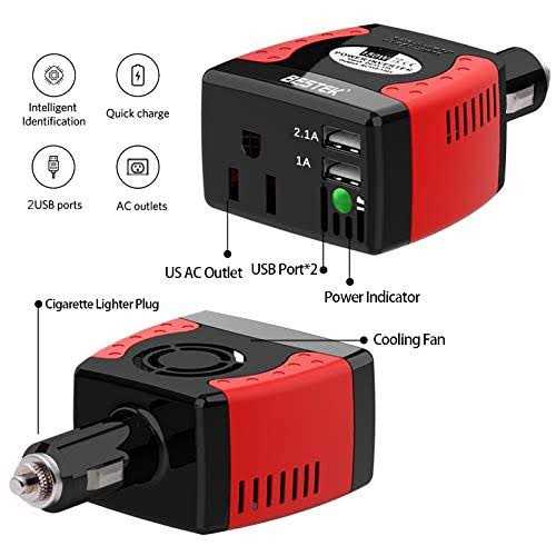 Bestek 150W Car Power Inverter Charger with 2 USB Charging Ports - Cheap Fitting