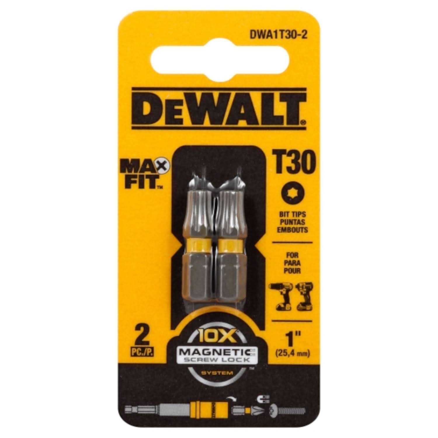 Dewalt Max Fit Torx T30 X 1 in. L Insert Bit S2 Tool Steel 2 pc - Cheap Fitting