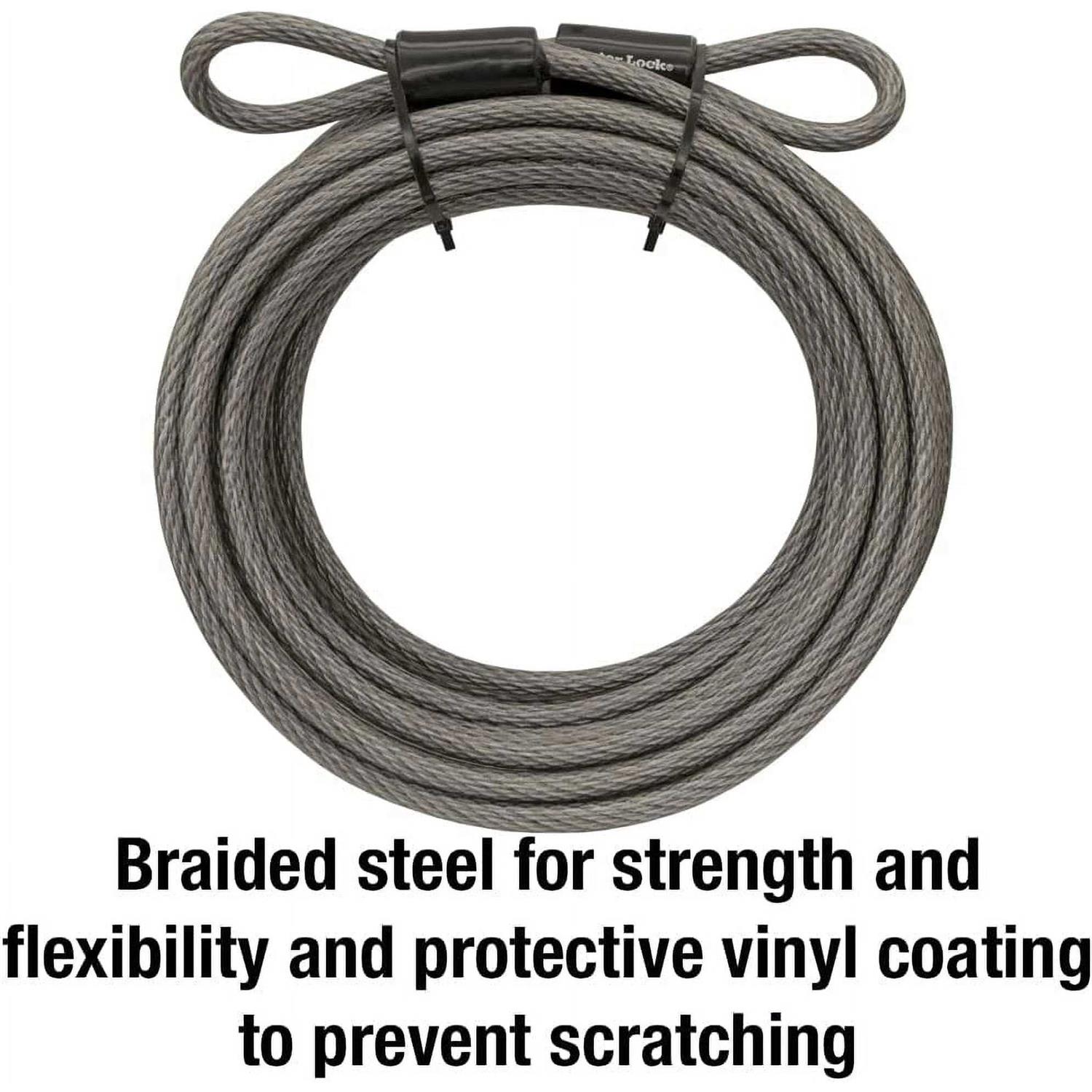 Master Lock 3/8 in. D x 360 in. L Vinyl Coated Steel Flexible Braided Steel Cable - Cheap Fitting