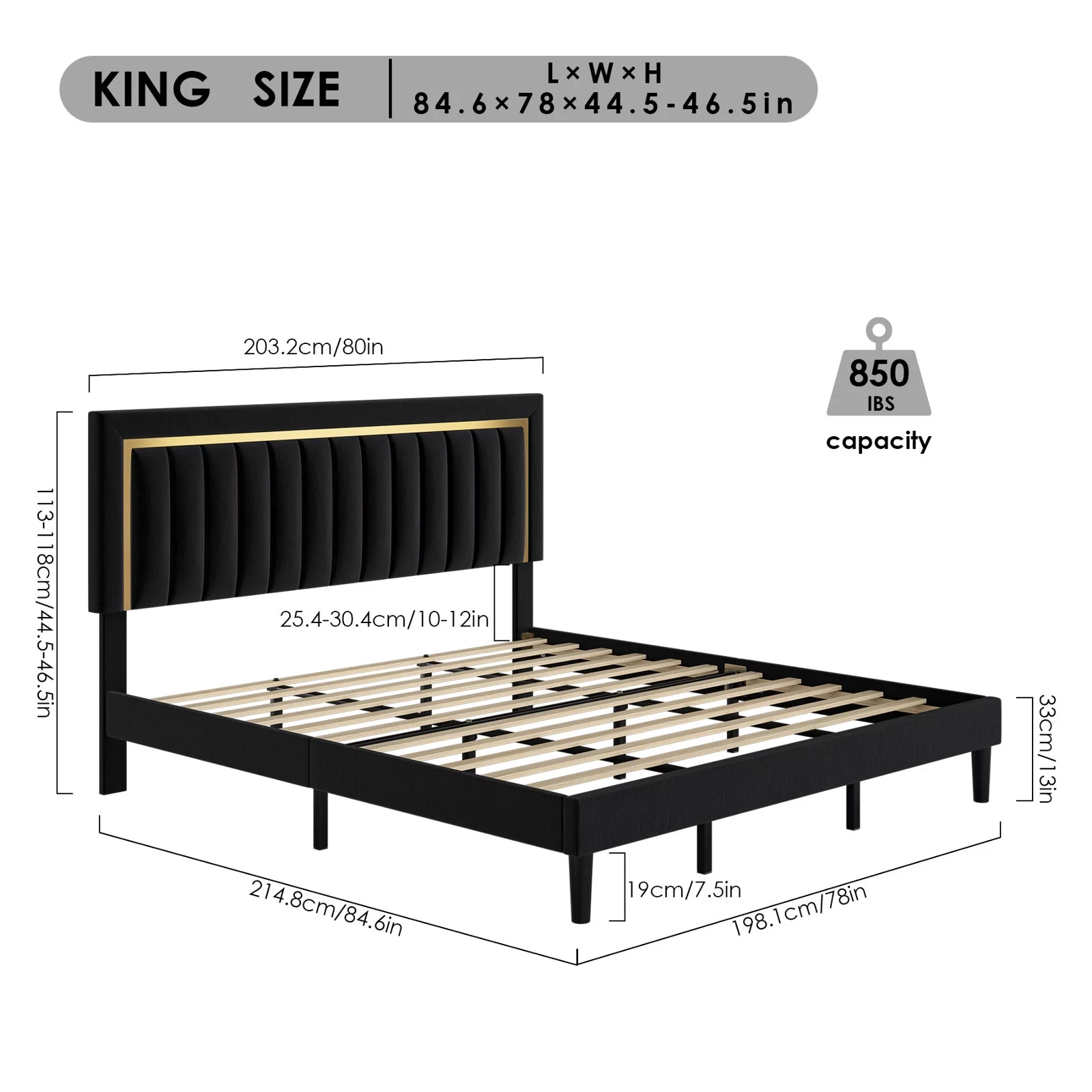 Homfa Queen Bed Frame,Velvet Tufted Upholstered Platform Bed with Adjustable Gold Trim Headboard, Beige - Cheap Fitting