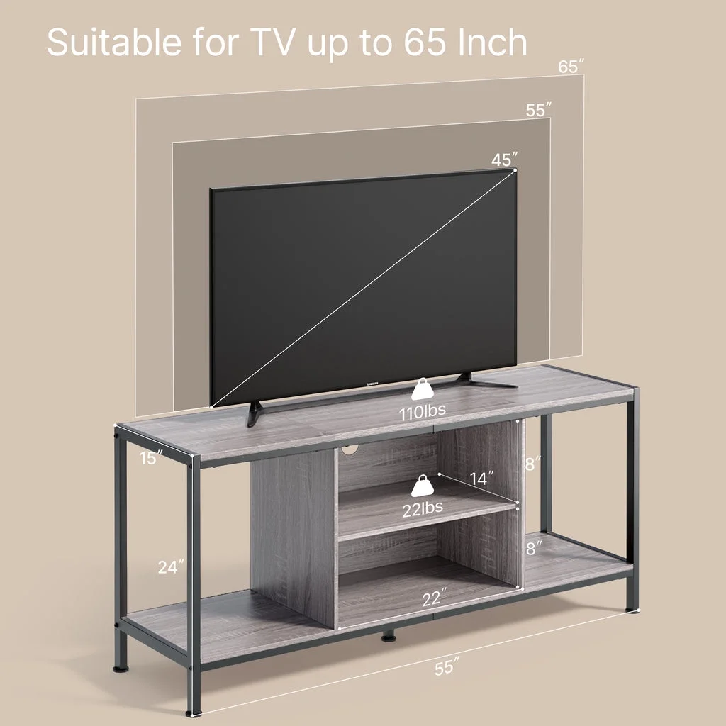 Aiho Mid-Century Wooden TV Stand for TVs up to 65
