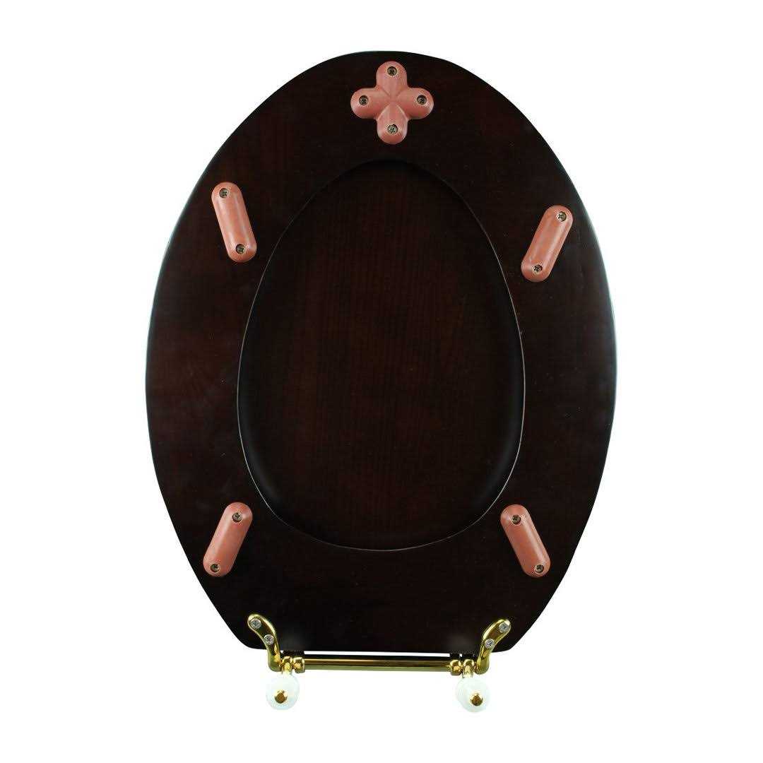 Dark Oak Wooden Toilet Seat Elongated with Brass PVD Hinges Renovators Supply - Cheap Fitting