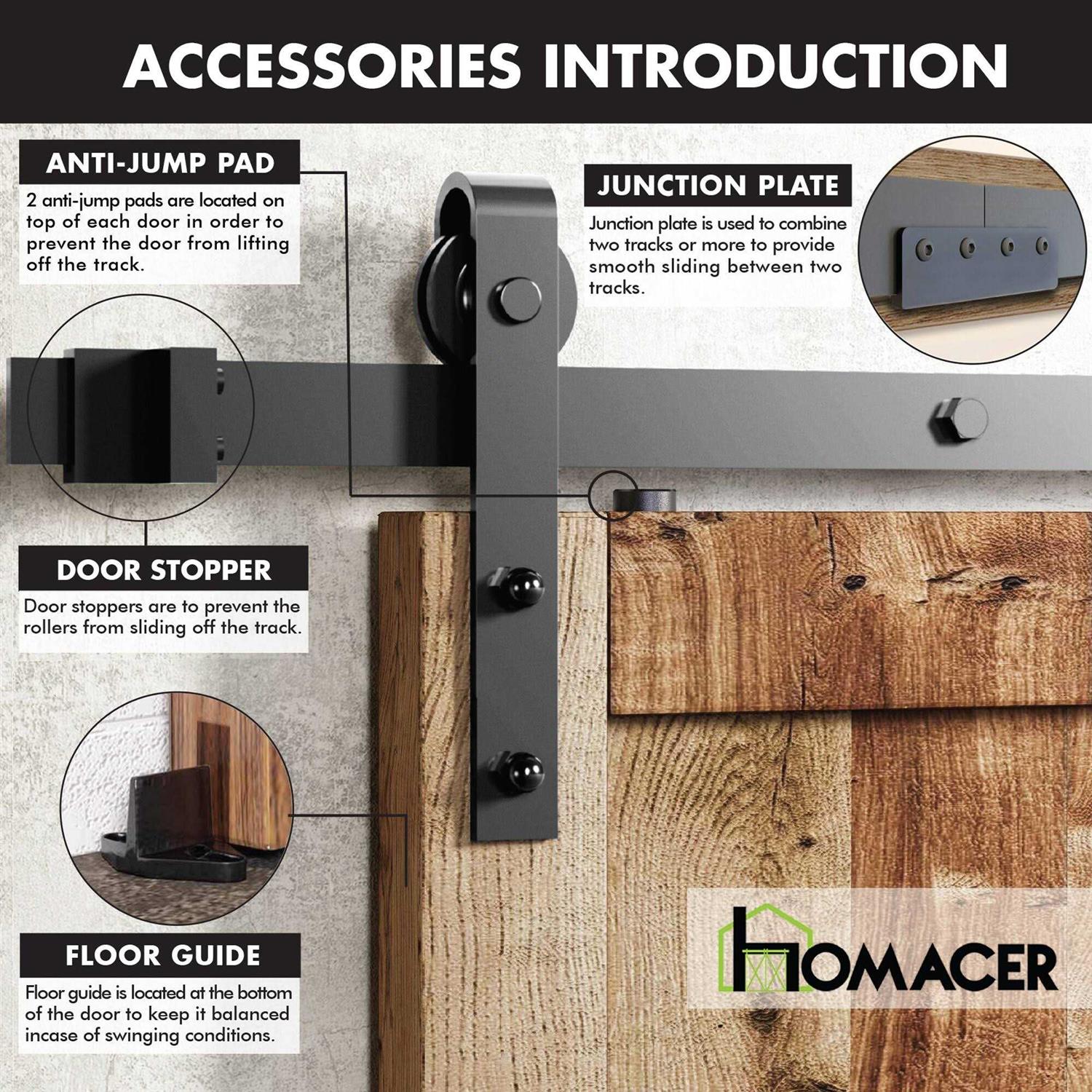 HOMACER Black Rustic Sliding Barn Door Hardware Kit for One/Single Door - Cheap Fitting