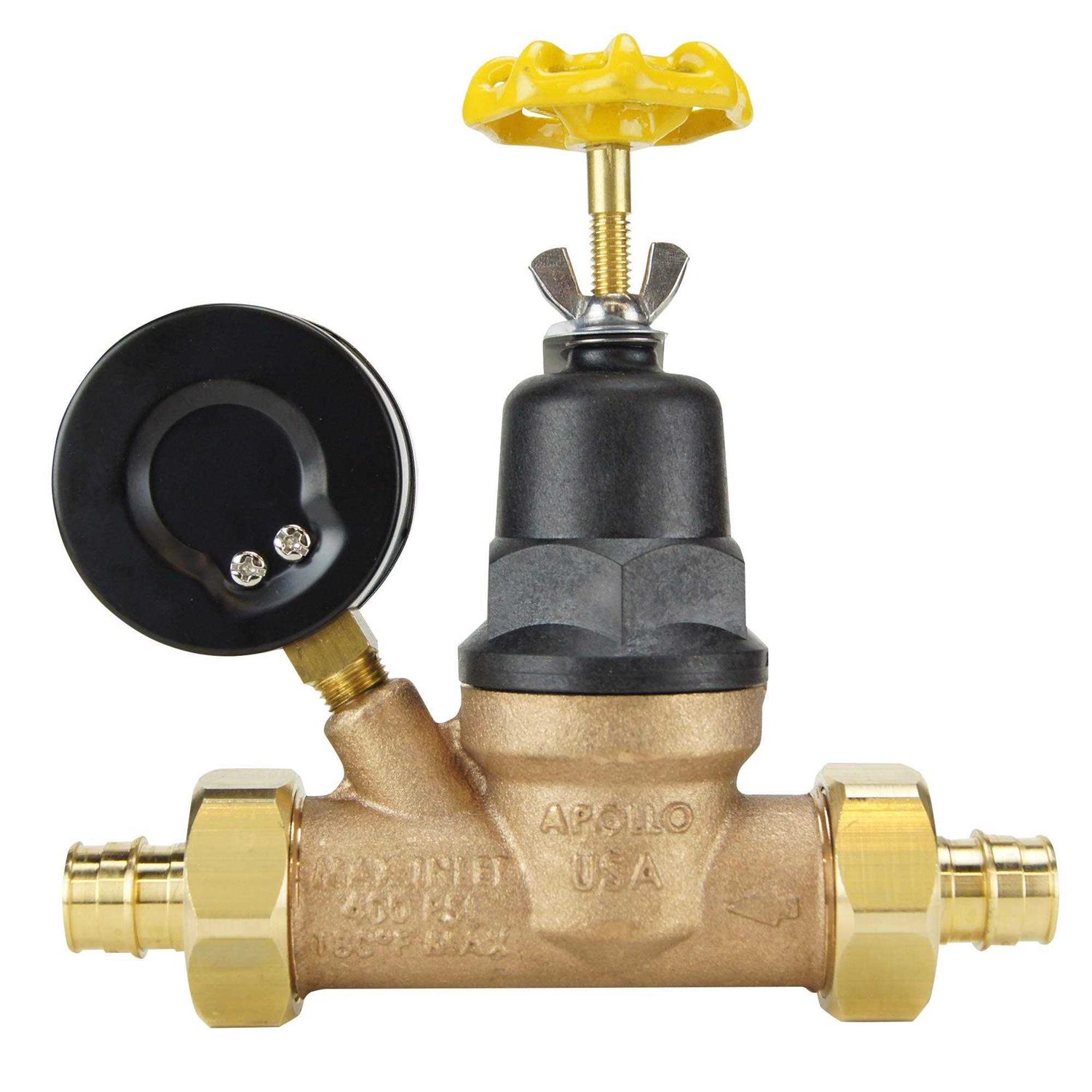 Apollo 3/4 in. Double Union PEX Bronze Water Pressure Regulator with Gauge - Cheap Fitting