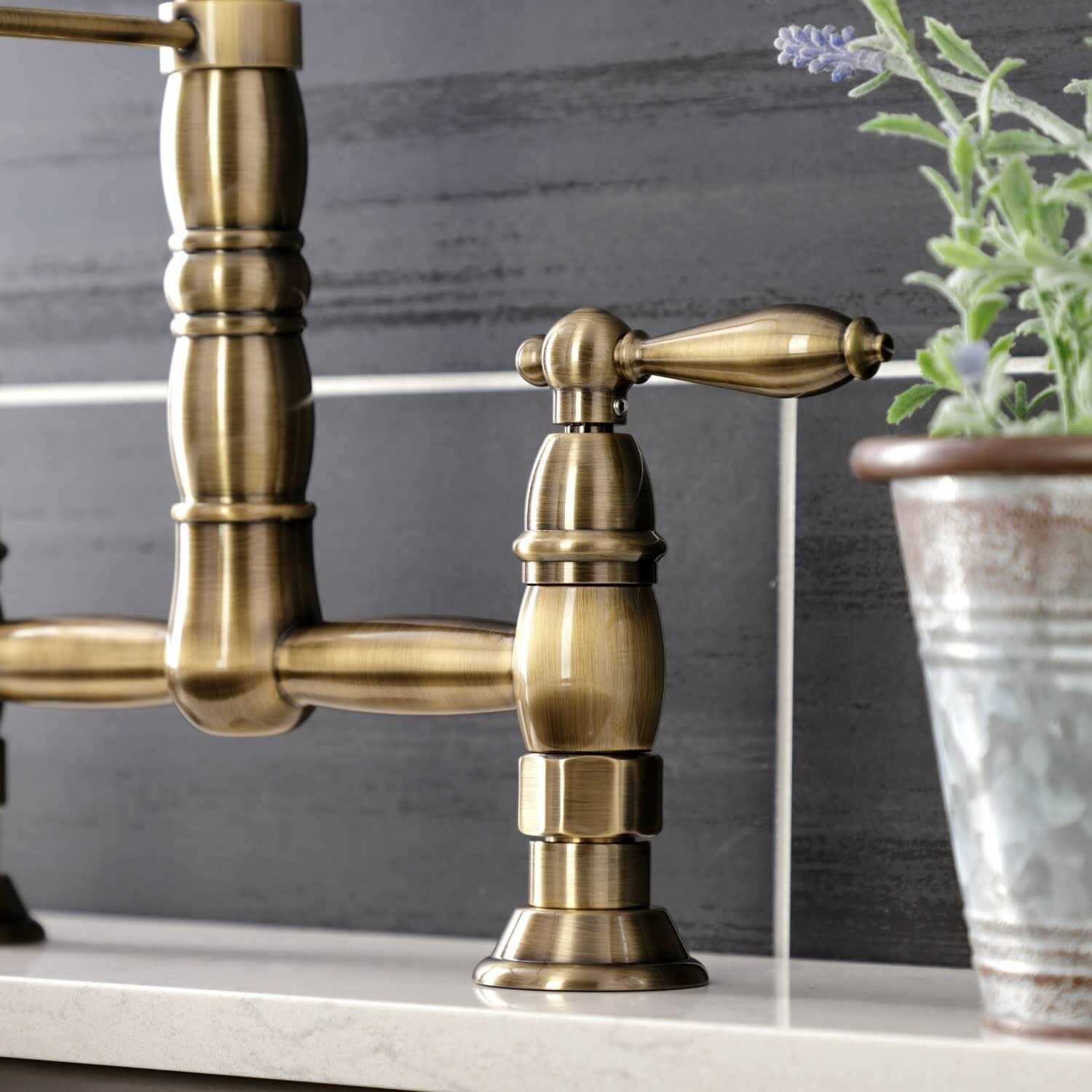 Kingston Brass Heritage Two-Handle Deck-Mount Pull-Down Sprayer Kitchen Faucet GS1271AL - Cheap Fitting