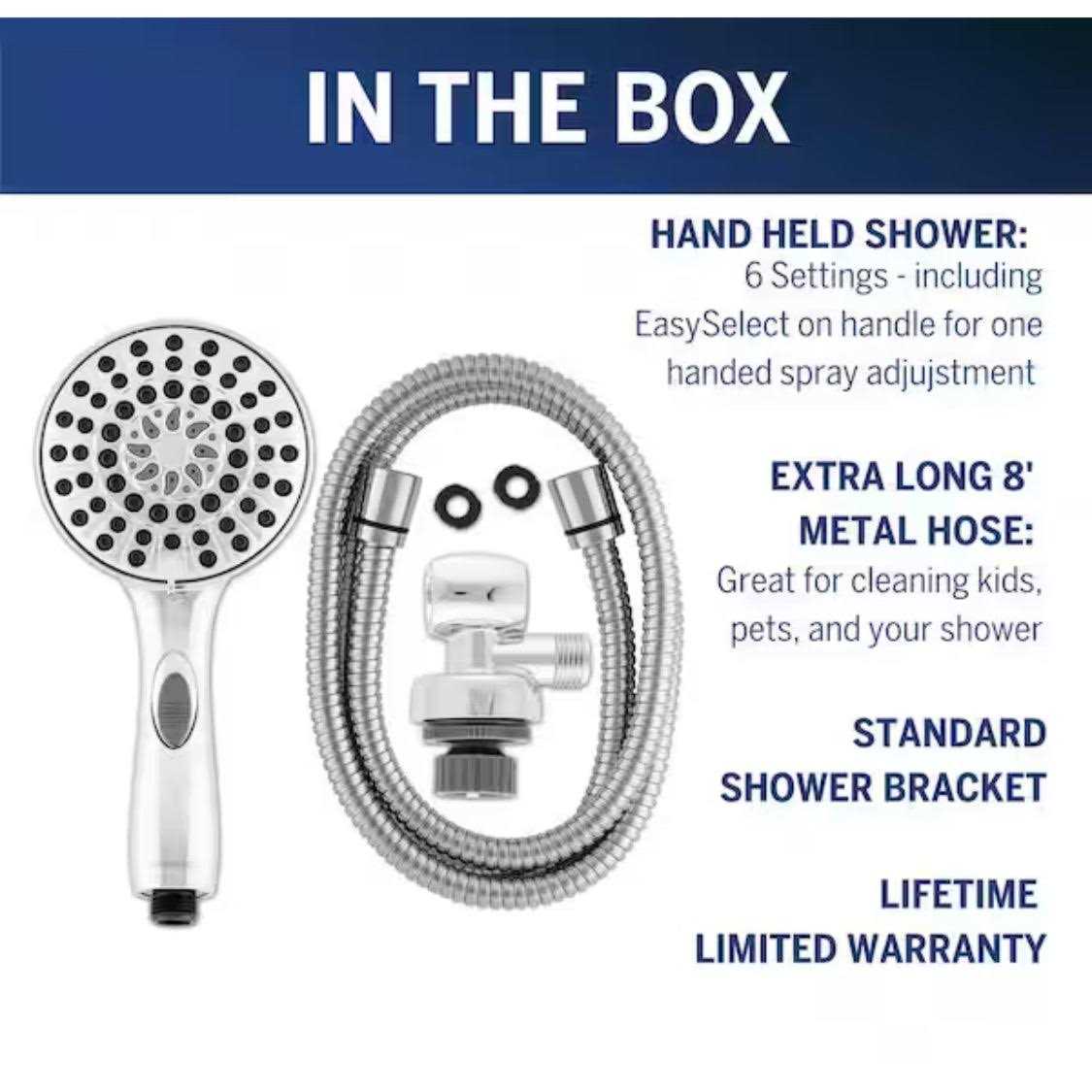 Waterpik 6-Spray 4.8 in. Single Wall Mount Handheld Adjustable Shower Head - Cheap Fitting