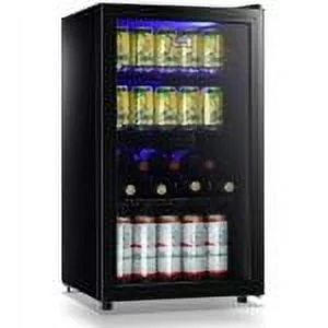 WANAI Beverage Refrigerator and Cooler 100 Can Capacity Compact Beverage Refrigerator with Glass Door and Removable Shelves for Beer Soda and Wine Small Mini Fridge Suitable for Dorm Home and Office - Cheap Fitting