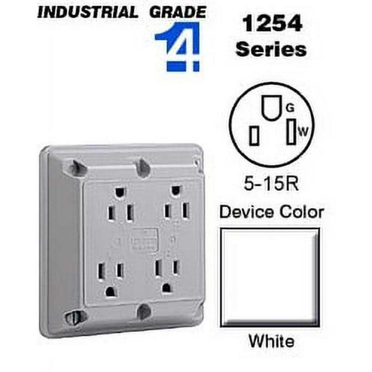 Leviton 1254-W 15 Amp Industrial Grade Heavy Duty 4-in-1 Grounding Outlet - Cheap Fitting