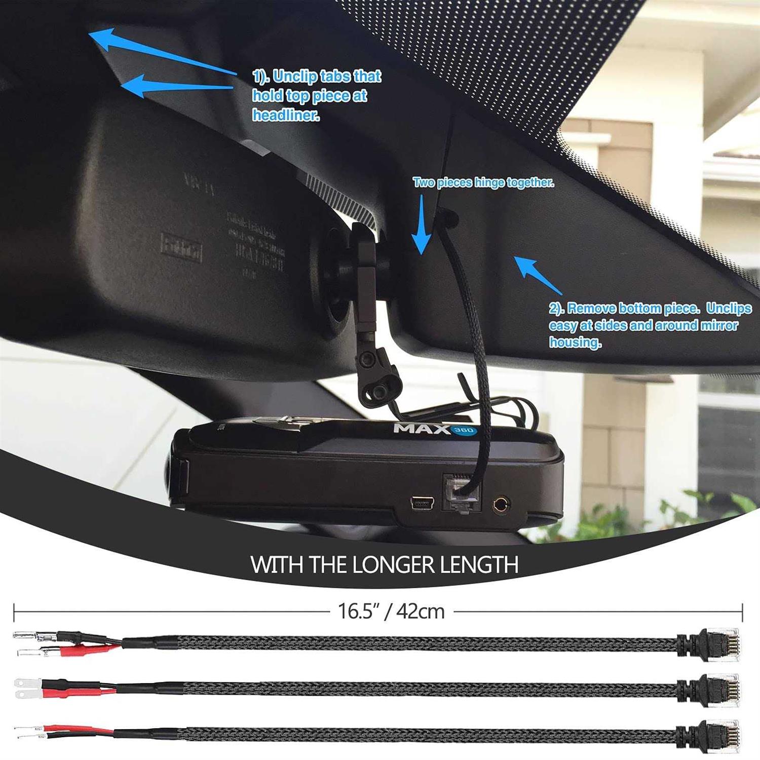 Xislet 15 Radar Detector Hardwire Power Cord Mirror Wire Plug Tap Compatible with Escort Valentine One Uniden Beltronics with Inline Fuse Mount - Cheap Fitting