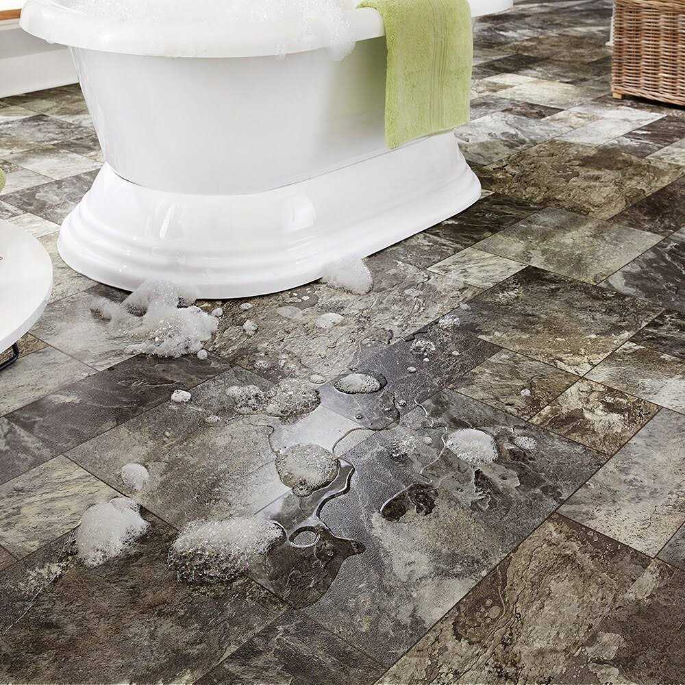 Style Selections Montfort Slate Waterproof Sheet Vinyl - Cheap Fitting