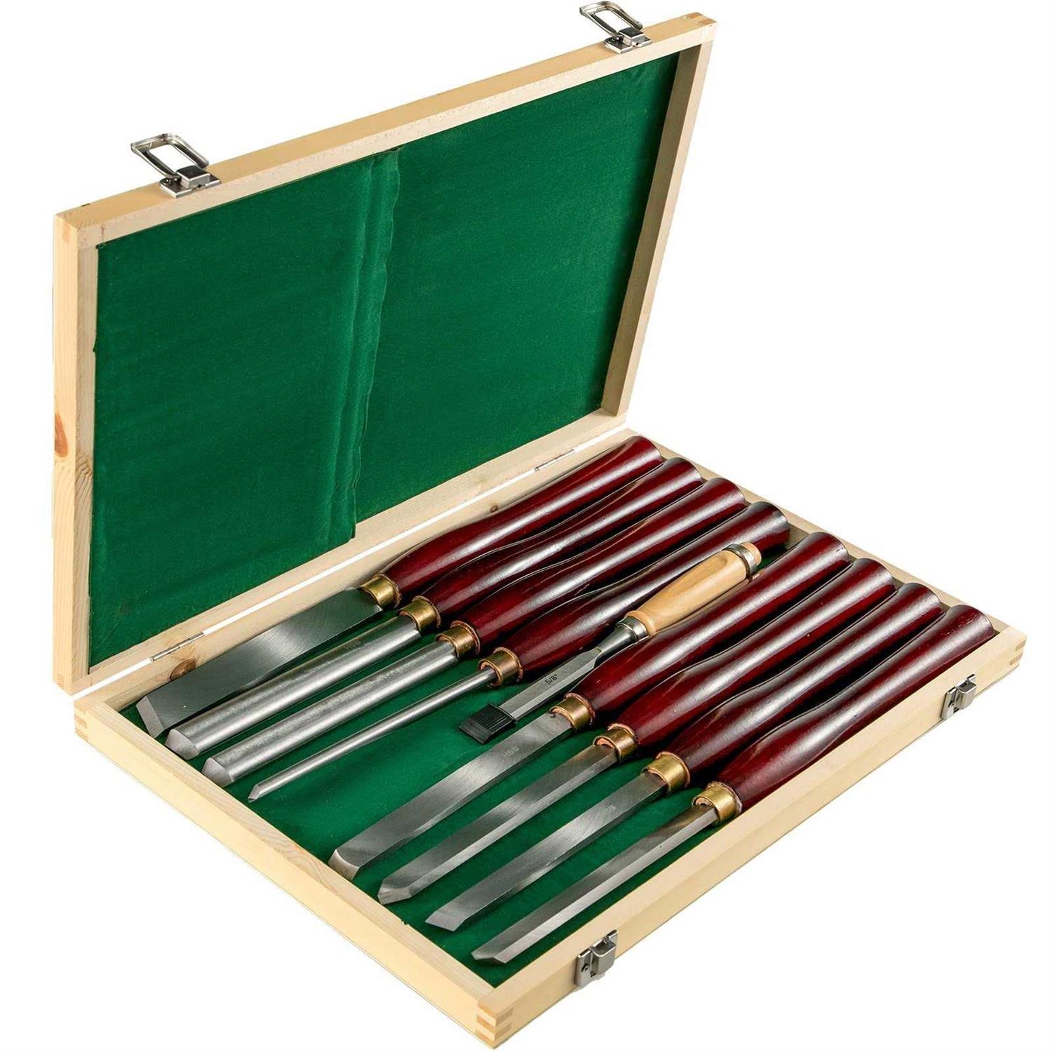 VEVOR Woodworking Lathe Chisel Set 8 Piece Set Lathe Chisel HSS Steel Blades Wood Turning Tools Wooden Case for Storage for Wood Carving Root - Cheap Fitting