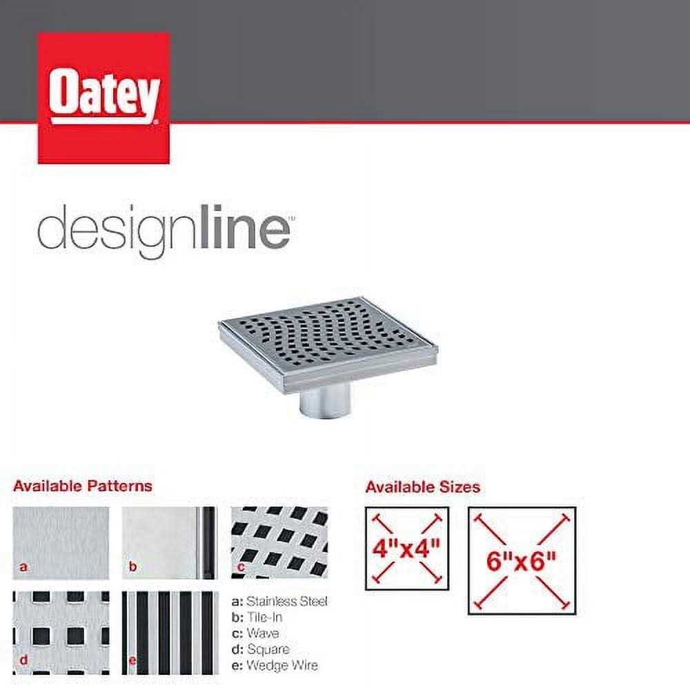 Oatey DSS2040R2 Designline 4 in. x 4 in. Stainless Steel Square Shower Drain with Square Pattern Drain Cover - Cheap Fitting