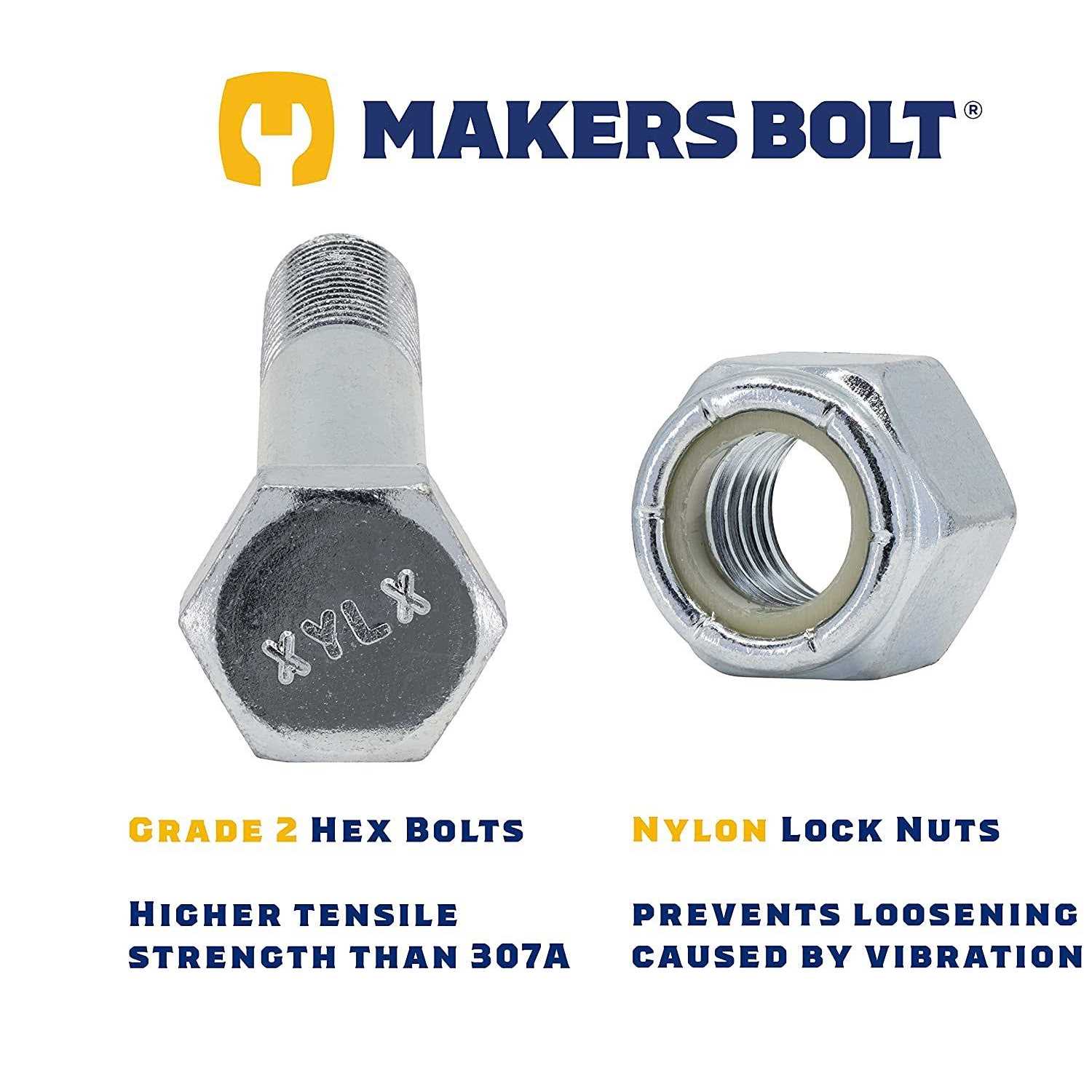 Grade 2 Shear Bolts for Rotary Cutters 1/2 x 3-1/2 with Nylock Nuts - Cheap Fitting