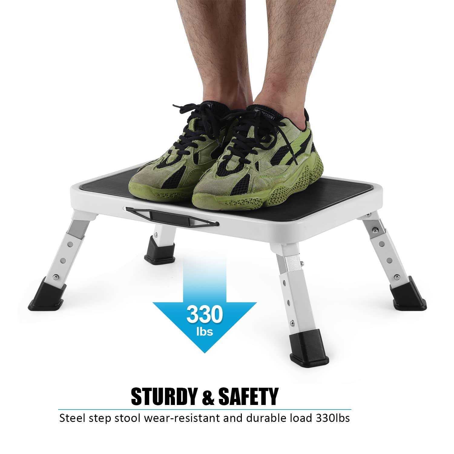 Jocauto Folding Step Stool, Height-Adjustable Step Stool with 15 X 10.2 Non-Slip Platform, Step Ladder with a Portable Handle for Adults or Kids - Cheap Fitting