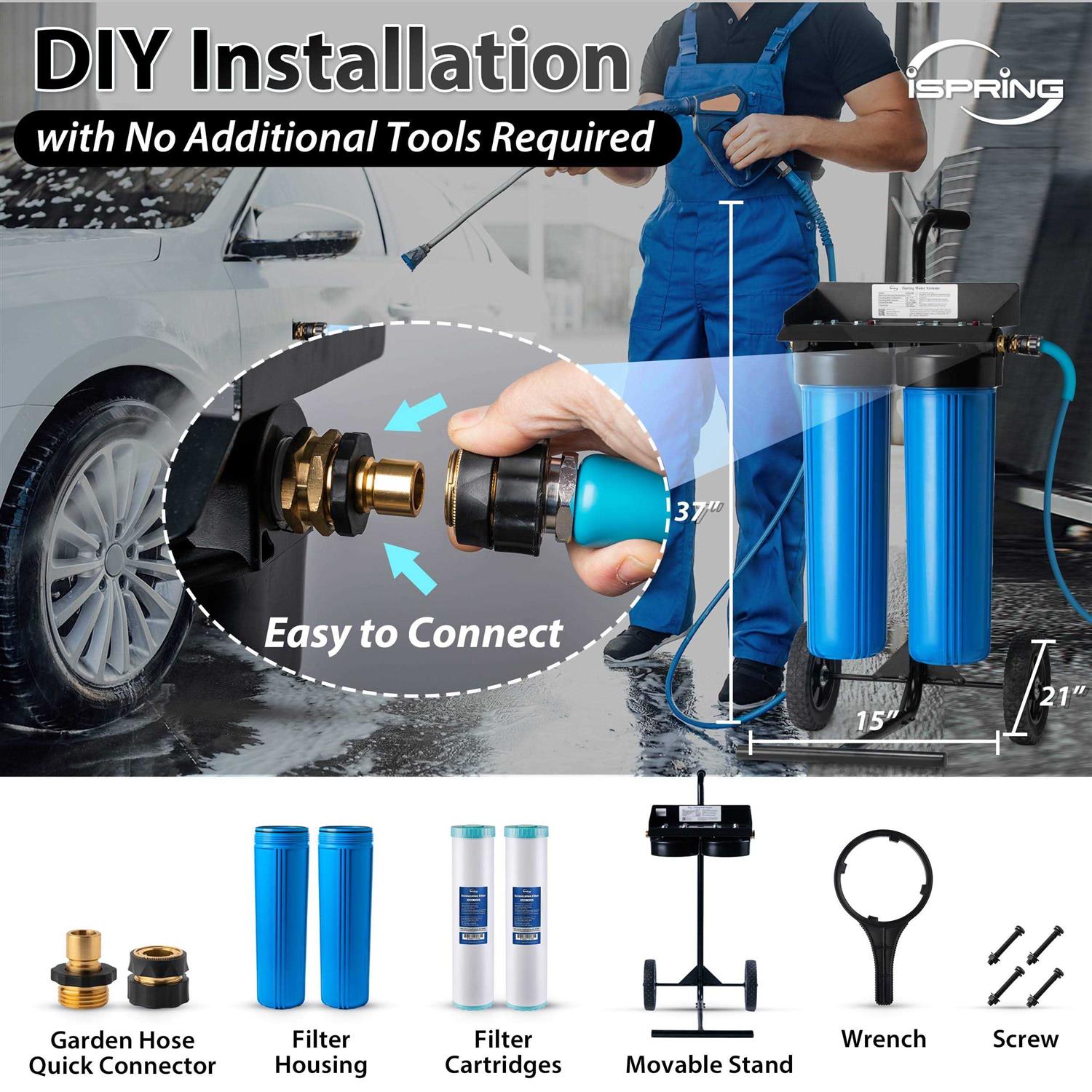 iSpring Spotless Car Wash System, Deionized Water System for Car Wash, RVs, Boats, Motorcycles, and Windows WGB22BD - Cheap Fitting