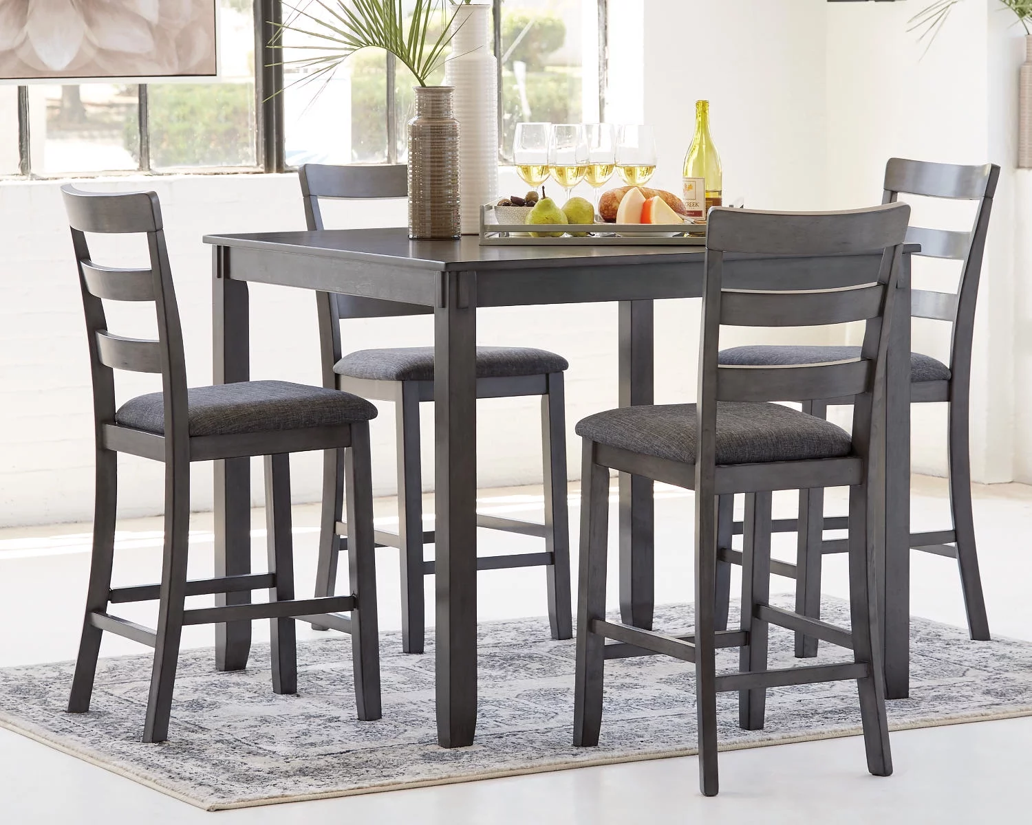 Signature Design by Ashley Casual Bridson Counter Height Dining Table and Bar Stools (Set of 5)  Gray - Cheap Fitting
