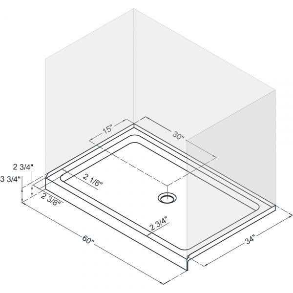 DreamLine SlimLine 34 in. x 60 in. Single Threshold Shower Base DLT-1134600 - Cheap Fitting