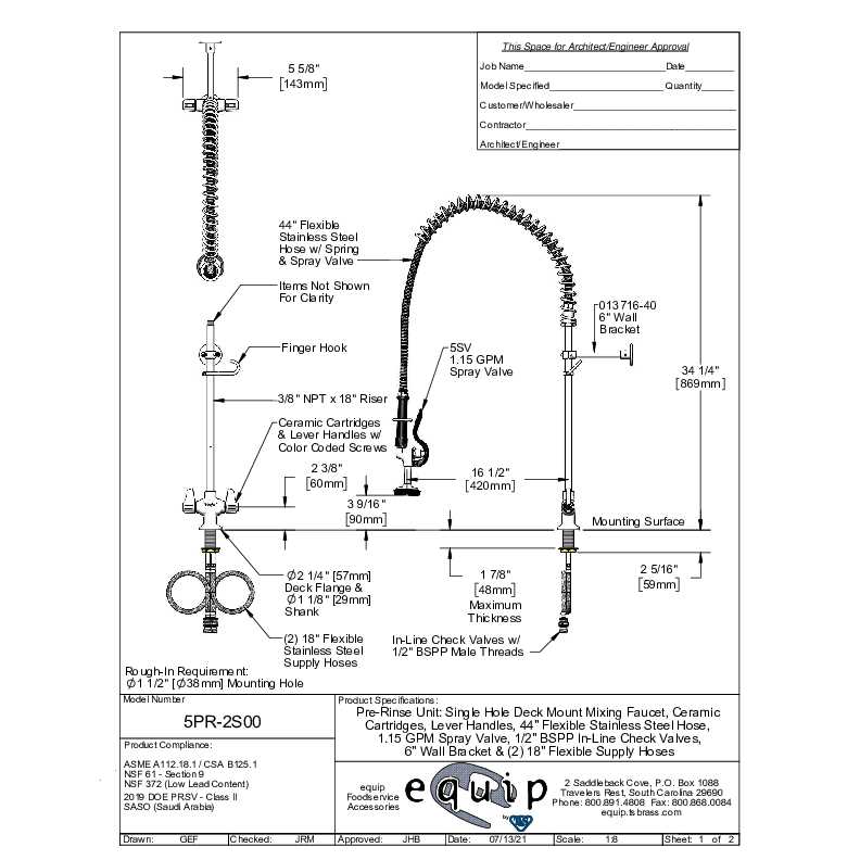 T S Brass 5PR-2S00 Equip Pre-Rinse Unit - Cheap Fitting