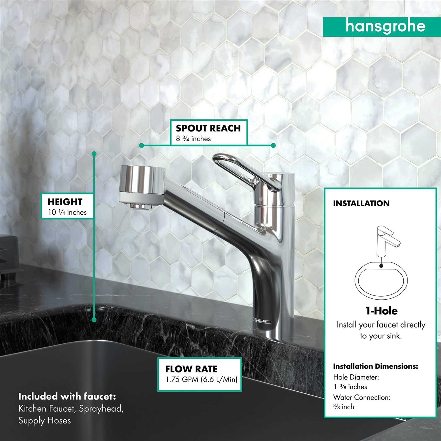 Hansgrohe 04704 Talis Loop Single Handle Pull-Out Spray Kitchen Faucet with Lock Steel Optik - Cheap Fitting