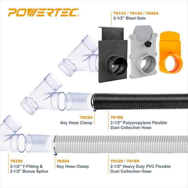 POWERTEC 2-1/2 in. ID Y Fitting for OD Pipe or OD Connectors Splice for Dust hose Connection for Dust Collection Systems - Cheap Fitting