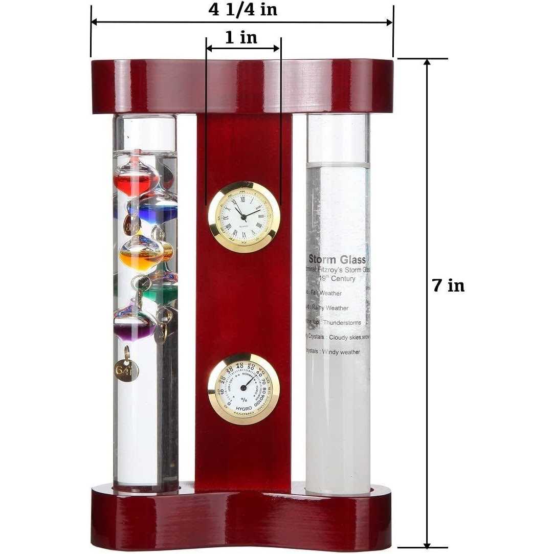 Lily’s Home Analog Weather Station, with Galileo Thermometer, a Precision Quartz Clock, Analog Hygrometer, and Fitzroy Storm Glass Weather Predictor - Cheap Fitting