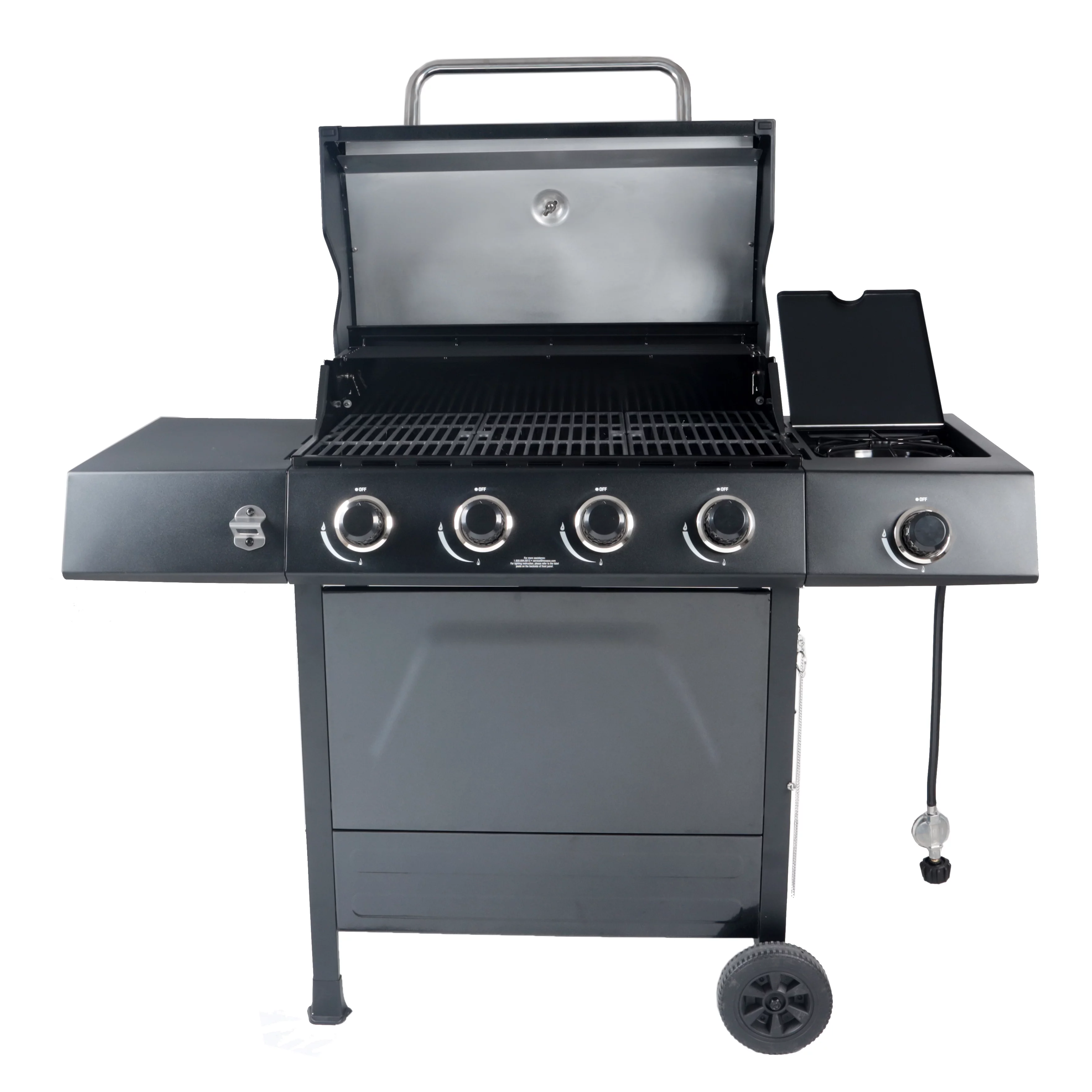 RevoAce 4-Burner Propane Gas Grill with Side Burner, Stainless Steel & Black - Cheap Fitting