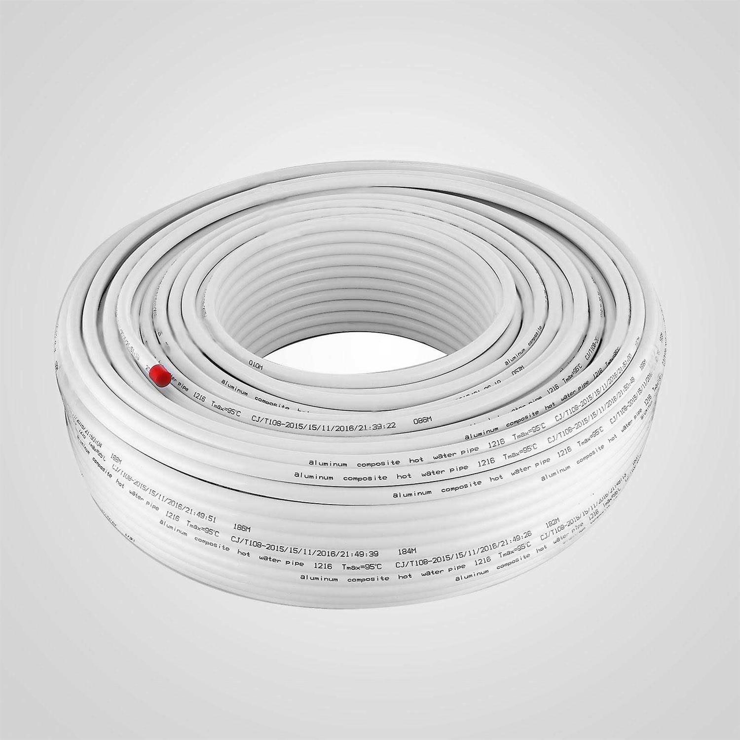 VEVOR Roll of 1/2 PEX-AL-PEX Tubing Oxygen Barrier Radiant Floor PEX Pipe Radiant Heat Floor Heating Plumbing Inner Aluminum Layer PEX - Cheap Fitting