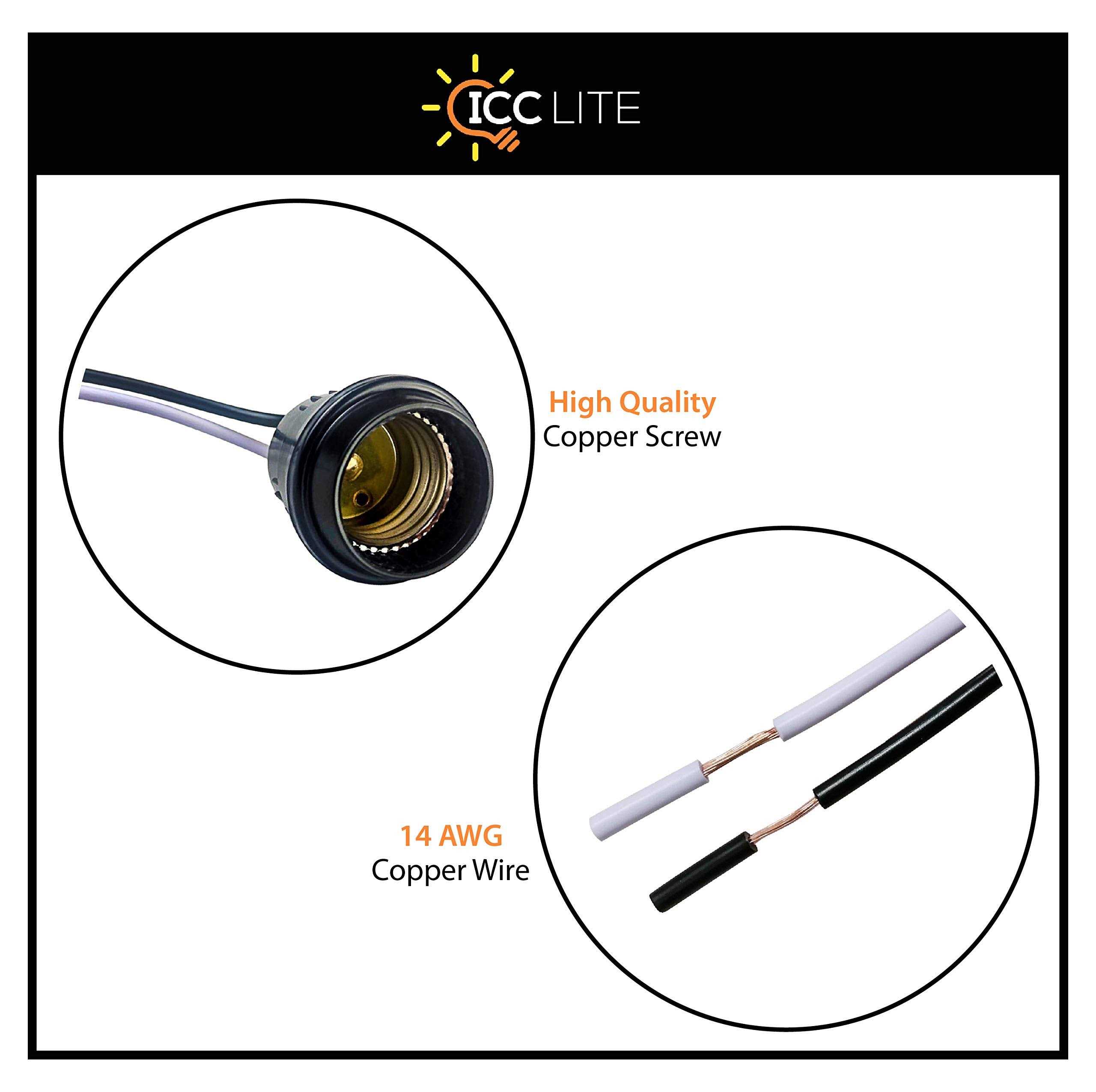 Follite ICC Lite Waterproof Black Pigtail Lamp Socket - Cheap Fitting