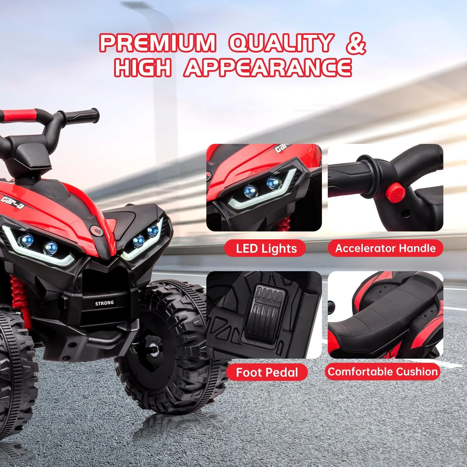 WhizMax Kids Ride on ATV with Remote Control, 12V Powered 4 Wheeler Quad Vehicle with LED Headlights - Cheap Fitting
