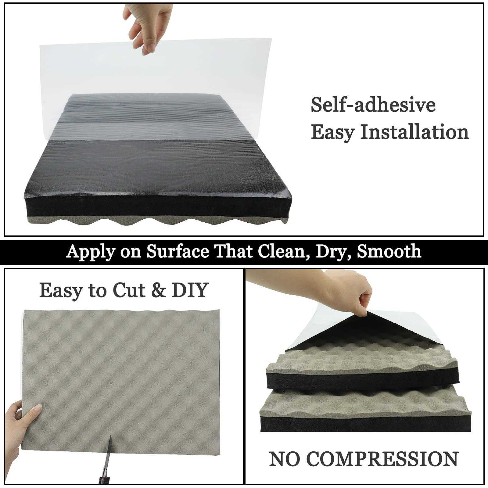 BXI Soundproofing Closed Cell Foam 2 Pack Self-Adhesive 16” X 12” X 1.8” Thickened Egg Crate Sound Proof Foam - Cheap Fitting