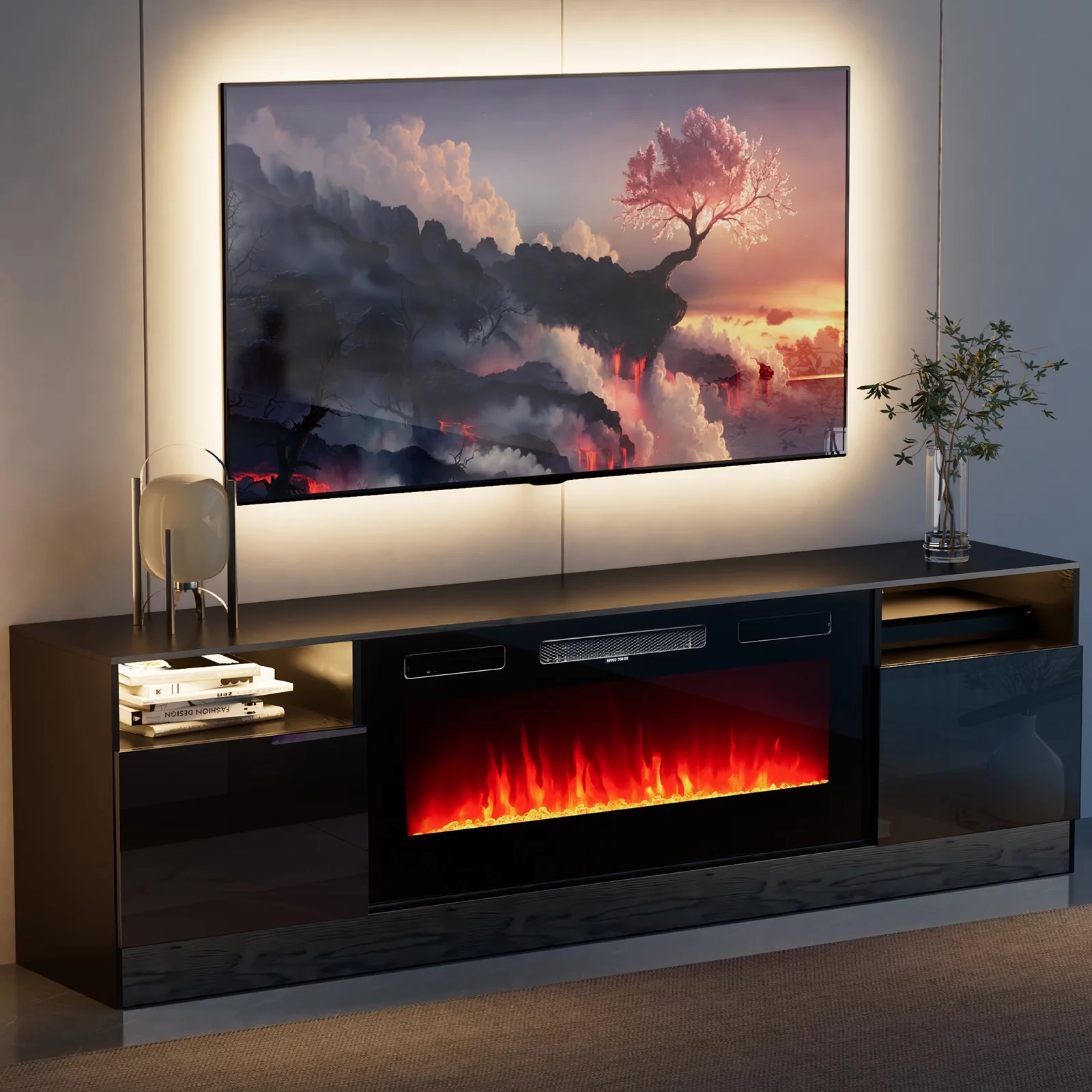 Oneinmil Fireplace TV Stand for TVs up to 80