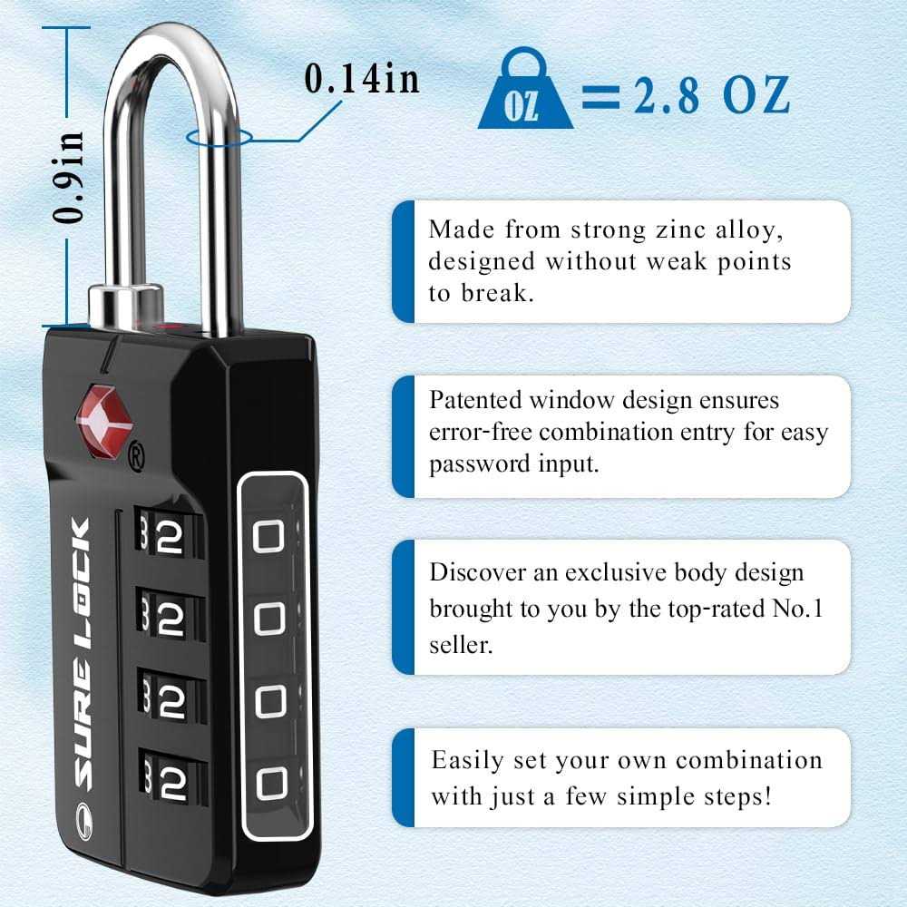 SURE LOCK Tsa Approved Travel Luggage Locks Open Alert Combination Lock for School Office Gym Locker,Toolbox - Cheap Fitting