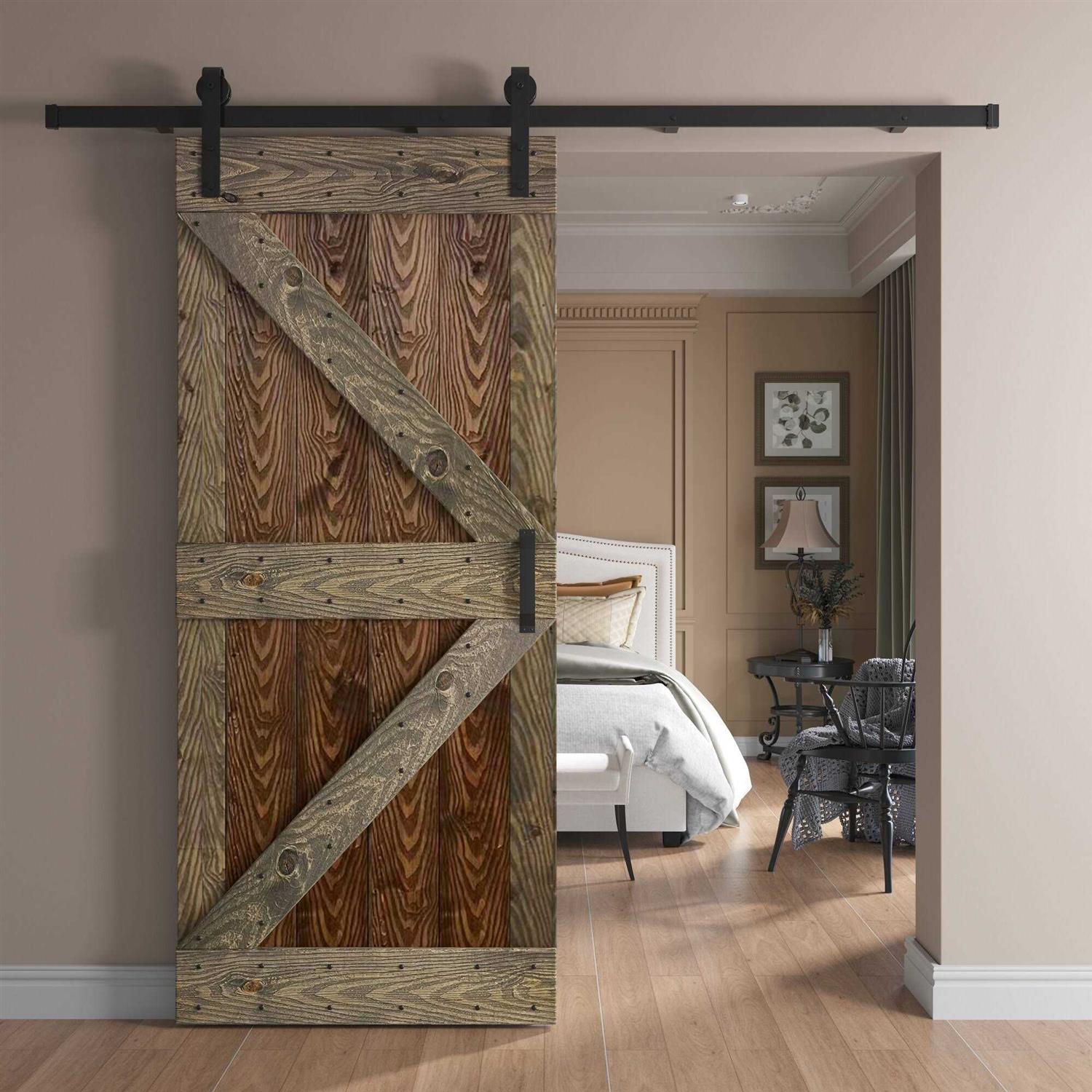 Coast Sequoia Embossing K Series DIY Knotty Wood Sliding Barn Door Without Hardware Kit Coast Sequoia - Cheap Fitting